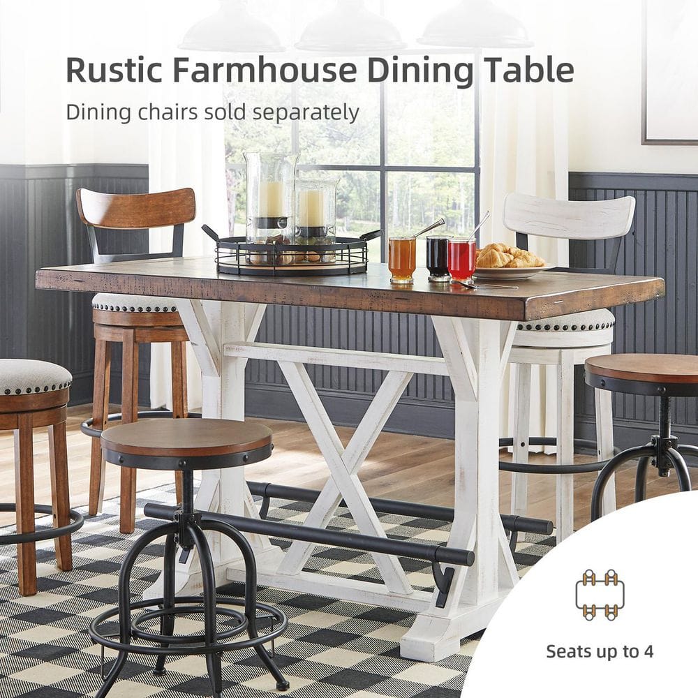 Valebeck Brown and White Reclaimed Wood Counter Height Table