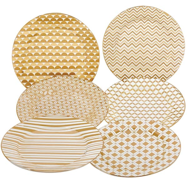 Certified International Gold Plated Taperd 8 in. Dessert and Salad Plate (Set of 6)