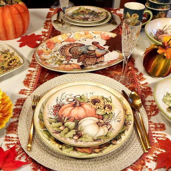 Turkey⚫️Thanksgiving⚫️Salad/Dessert 8” Plates❌Set outlets of 4❌