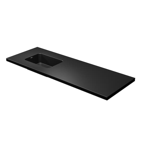 Dyconn Carrara 63 in. W x 22.5 in. D Solid Surface Vessel Vanity Top in Matt Black