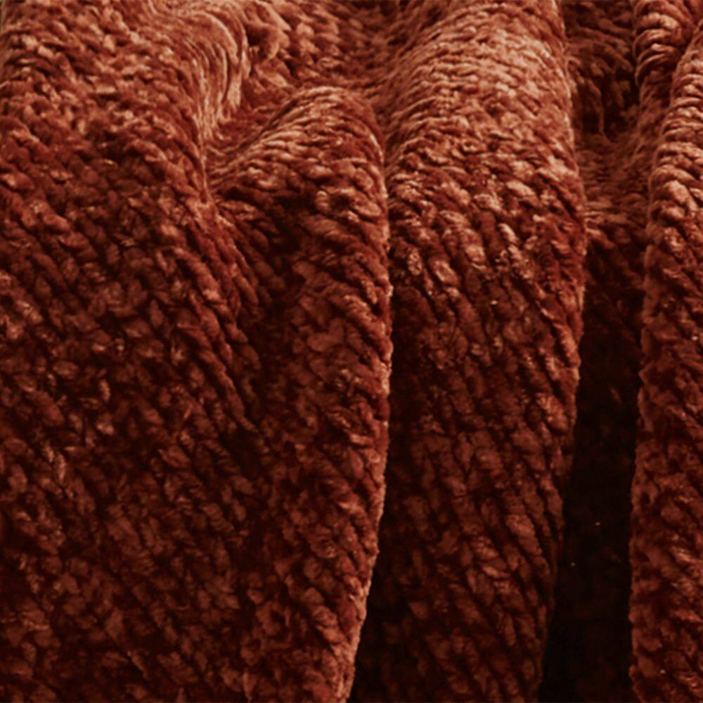 Rust Chenille Knit Queen Throw Blanket