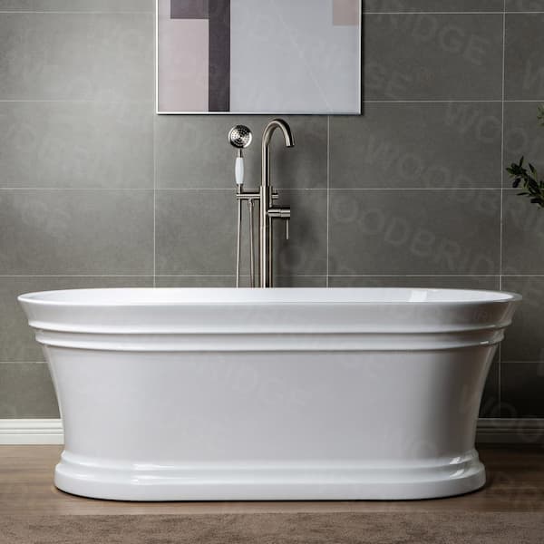 Milan Single-Handle Freestanding Floor Mount Tub Filler Faucet with Hand Shower in Brushed Nickel