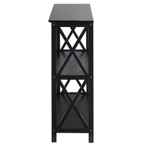 34 in. H Black New Wood 2-Shelf Etagere Bookcase with Open Back