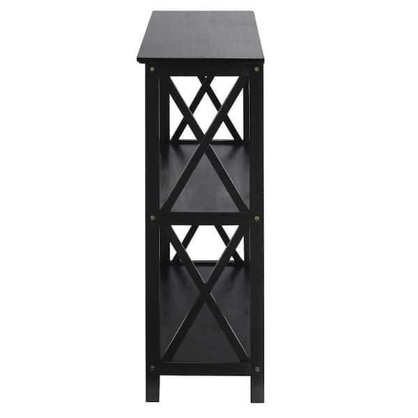 Casual Home 34 in. H Black New Wood 2-Shelf Etagere Bookcase with Open Back