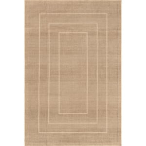 Madie Transitional Bordered Easy-Jute Machine Washable Natural 6 ft. x 9 ft. Area Rug
