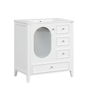 30 in. W x 18.3 in. D x 33.9 in. H Single Sink Freestanding Bath Vanity in White with White Ceramic Top