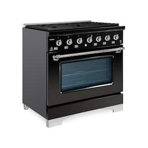 CLASSICO 36 in. 6 Burner Single Oven Dual Fuel Range with Gas Stove and Electric Oven in Black Stainless steel