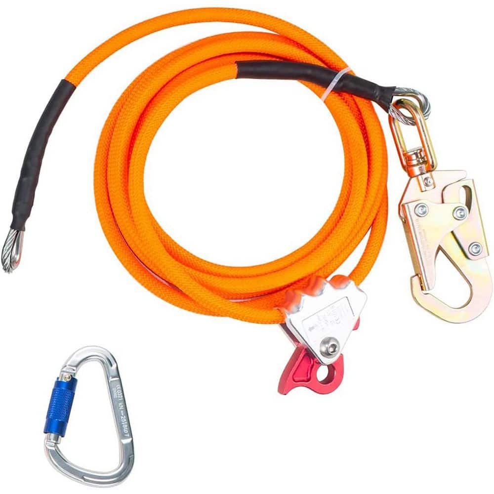 SEPEAK 8ft Steel Core Flipline Kit – Adjustable Tree Climbing Lanyard W/ Carabiner & Rope Grab, CE Certified For Arborists
