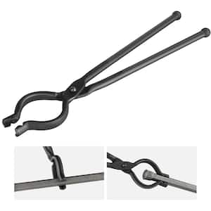 Blacksmith Tongs, 18 in. V-Bit Bolt Tongs, Carbon Steel Forge Tongs with A3 Steel Rivets