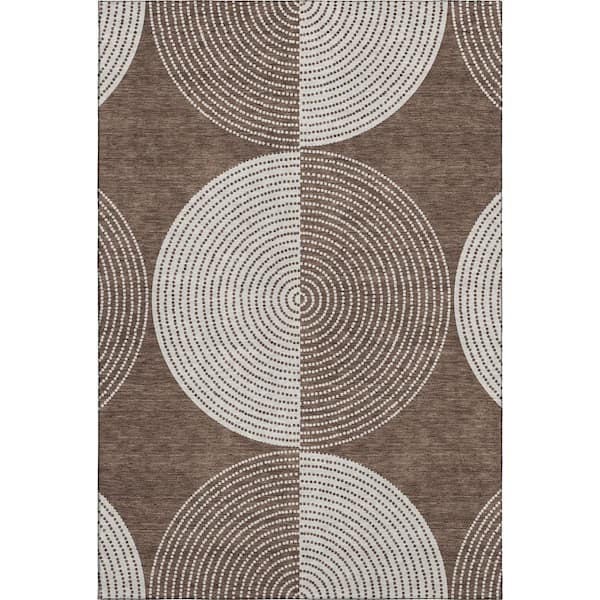Mayfield Premium Machine Washable Abstract AMF2275 Beige 5 ft. x 7 ft. 6 in. Area Rug