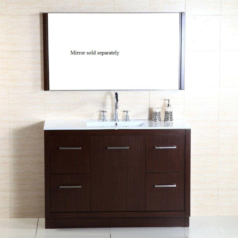 Wenge 48'' Single Freestanding Bathroom Vanity with Ceramic Top