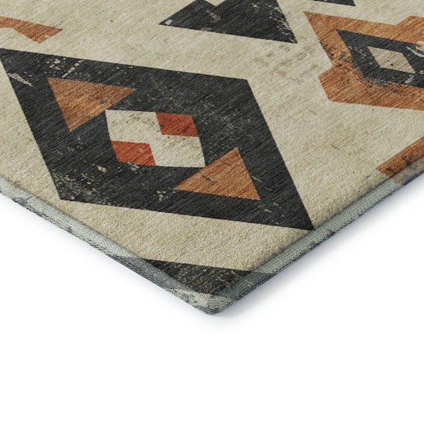 Mayfield Premium Machine Washable Abstract AMF1882 Ivory 2 ft. x 3 ft. Area Rug