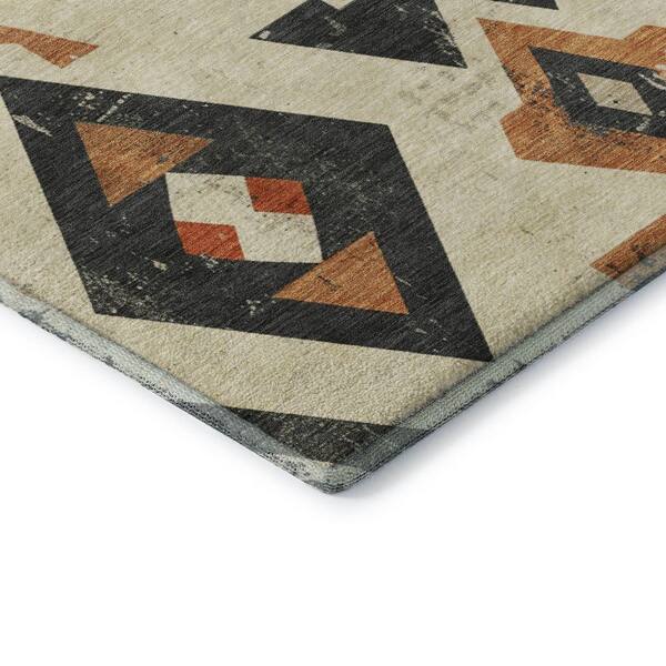 Mayfield Premium Machine Washable Abstract AMF1882 Ivory 9 ft. x 12 ft. Area Rug