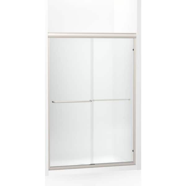 Sterling Finesse 43-48 in. W x 70 in. H Semi-Frameless Sliding Shower Door in Frosted Nickel with 1/4 in. Thick Frosted Glass