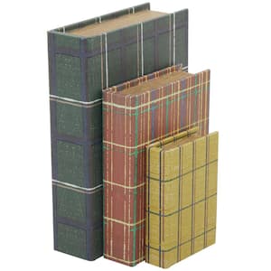 Rectangle Faux Leather Faux Book Box with Varying Patterns (Set of 3)
