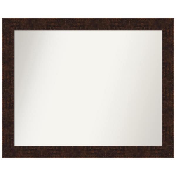 Amanti Art William Mottled Bronze Narrow 32 in. W x 26 in. H Rectangle Non-Beveled Framed Wall Mirror in Bronze