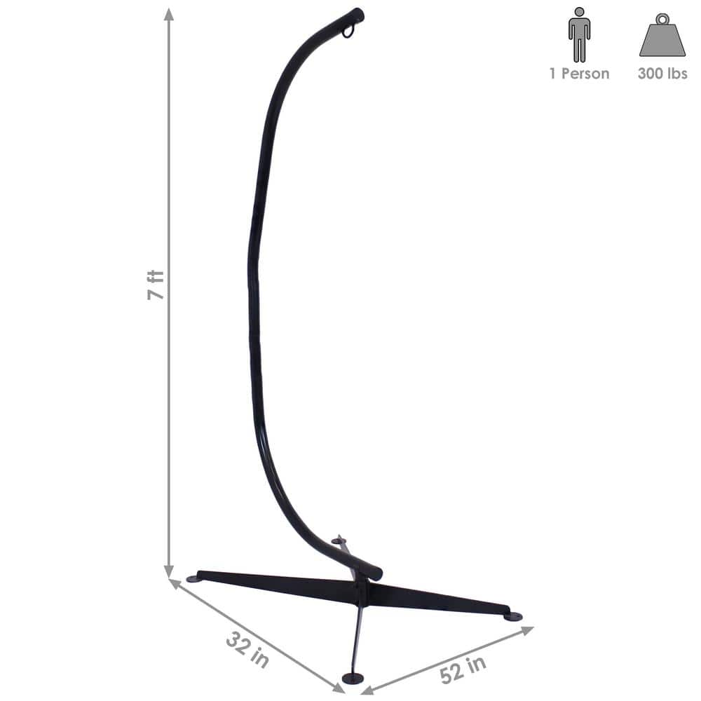 Black Powder-Coated Steel C-Stand Hammock Chair Stand