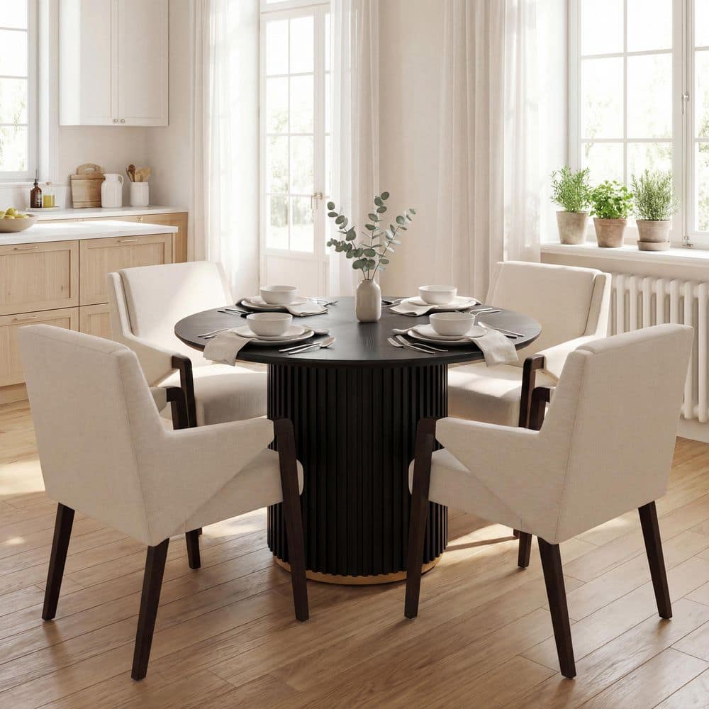 CHRISTOPHER KNIGHT HOME Torrent 5-Piece Wood Top Dining Set with Linen ...