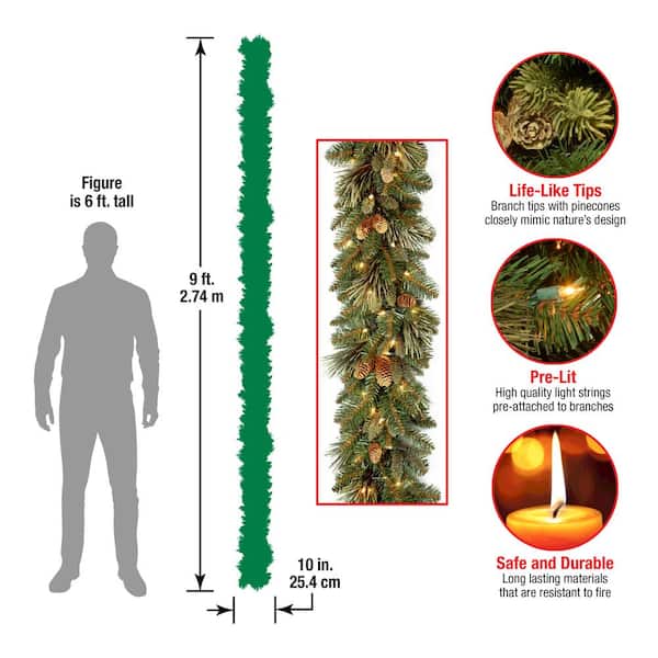 Unbranded - Carolina Pine 9 ft. Garland with Clear Lights