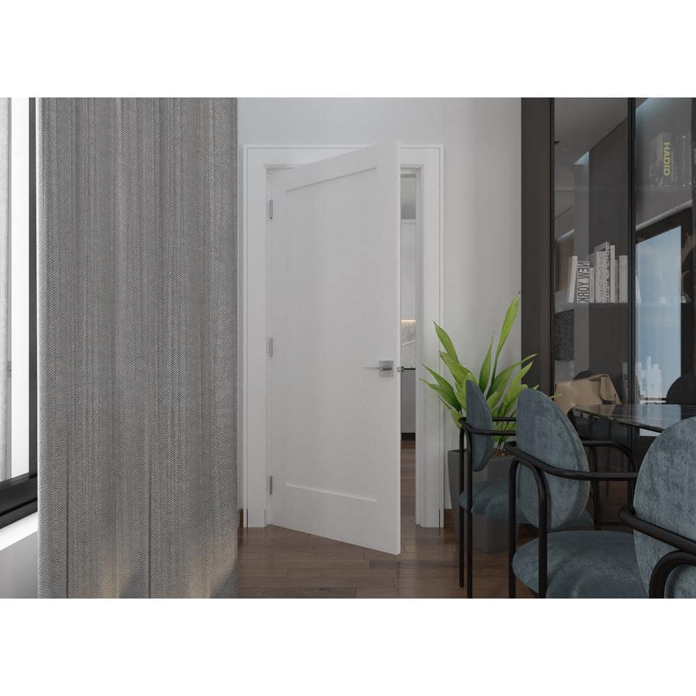 18 in. x 80 in. White Primed Solid Core Single Prehung Door