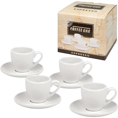 BergHOFF Essentials 3.5oz Porcelain Espresso Cup & Saucers, Set of 4