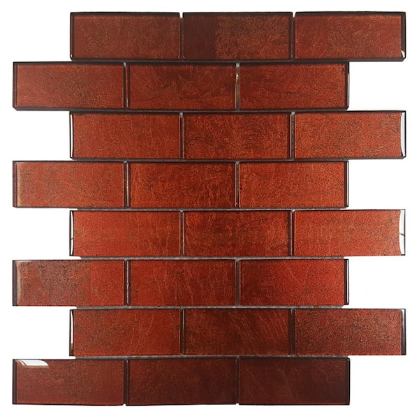 Solistone Folia Tamarind 12 in. x 12 in. x 6.35 mm Red Glass Mesh-Mounted Mosaic Wall Tile (10 sq. ft. / case)