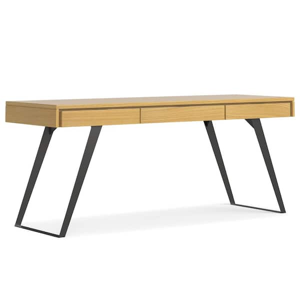 Simpli Home Lowry Modern Industrial 72 in. Wide Large Desk in Oak