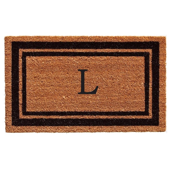Calloway Mills Black Border 24" x 48" Monogram Doormat (Letter L)