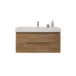 Fortune 48 in. W Bath Vanity in Natural Oak with Reinforced Acrylic Vanity Top in White with White Basin