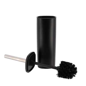 Toilet Brush and Holder Mel Free Standing Metal Sturdy Handle, Splash Guard, Removable Inner Black