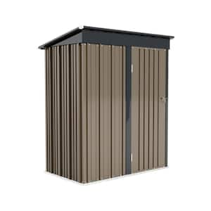 5 ft. W x 3 ft. D Outdoor Metal Shed with Sloping Roof and Lockable Door, Brown (15 sq. ft.)