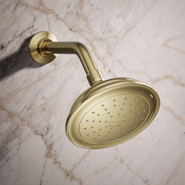 Artifacts 1-Spray Patterns 1.75 GPM 6 in. Wall Mount Fixed Shower Head in Vibrant French Gold