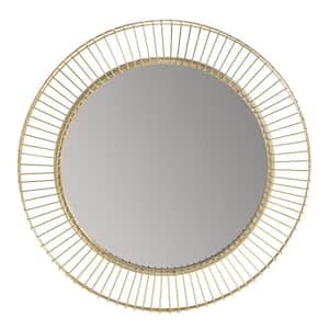 24 in. x 24 in. Modern Round Frameless Argus Gold Wall Decorative Mirror