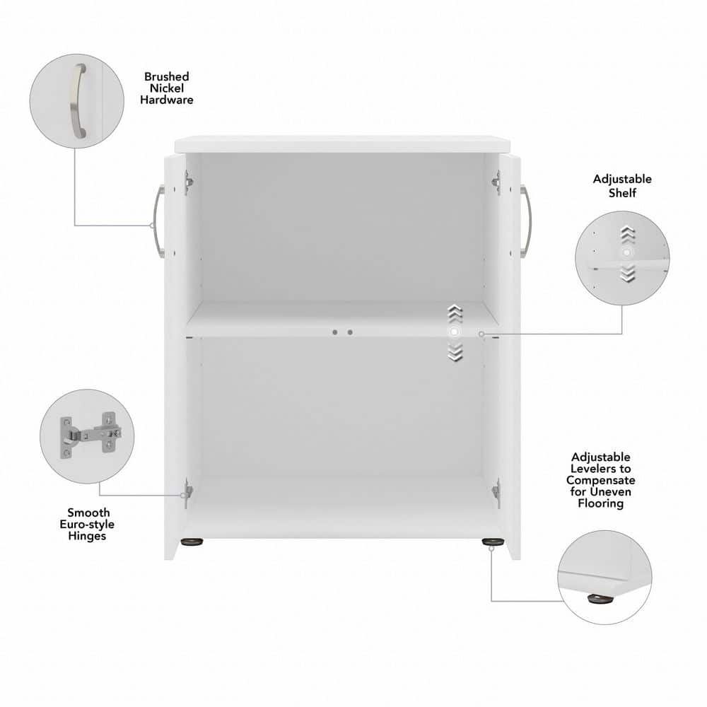 White Engineered Wood Office Storage Cabinet with Adjustable Shelves