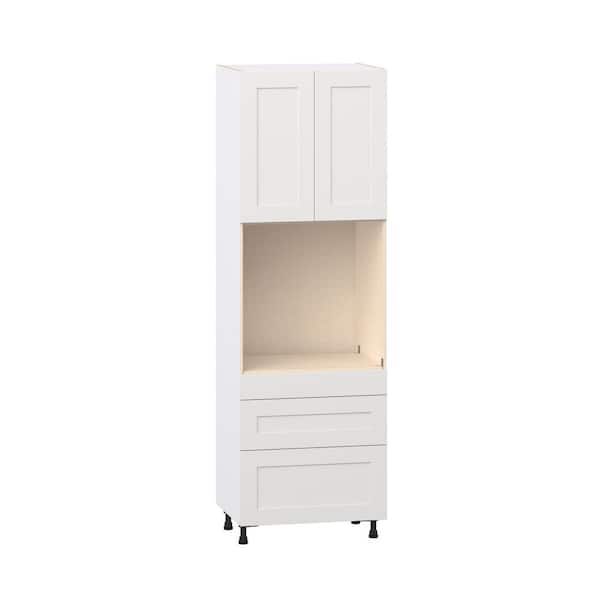 Roseland 30 in. W x 24 in. D x 94.5 in. H Assembled Shaker Single Oven Kitchen Cabinet in Warm White with 3 Drawers