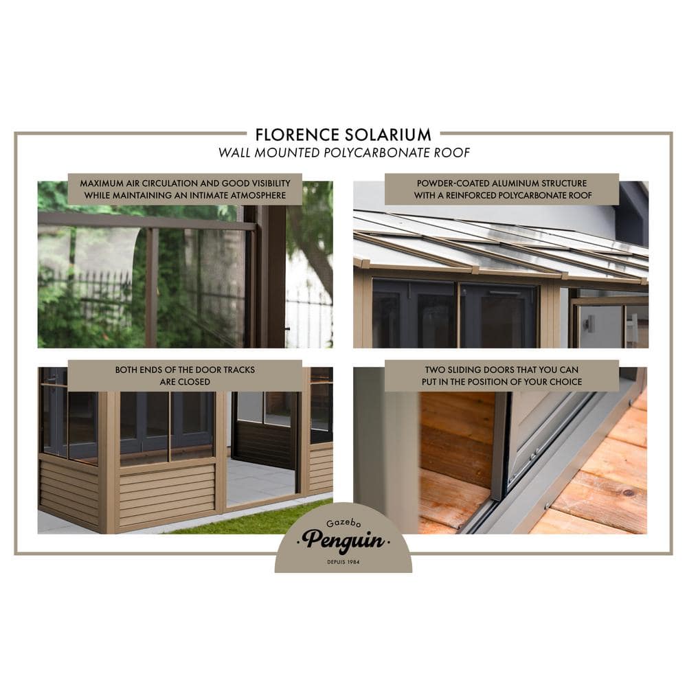 Gray Aluminum and Steel Outdoor Solarium with Sliding Doors