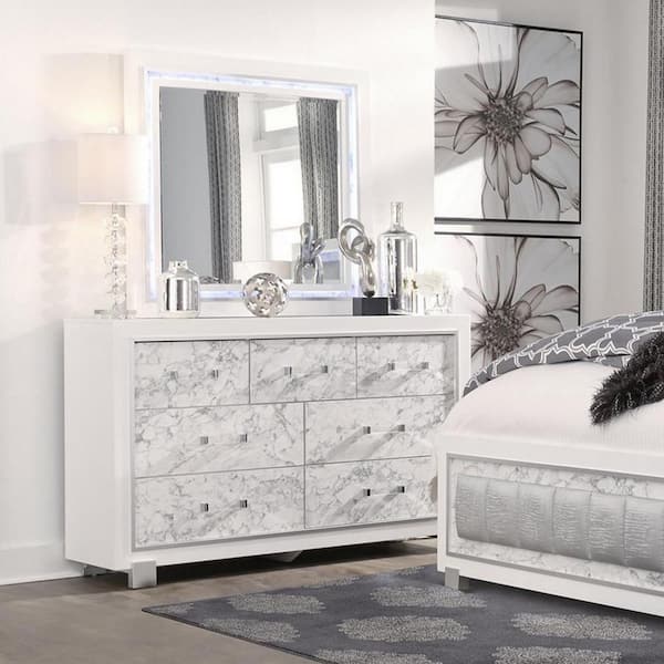 FUFU&GAGA Contemporary White Composite 10-Drawer Dresser with Spacious Top  for Bedroom Decor - Modern Style, Assembly Required