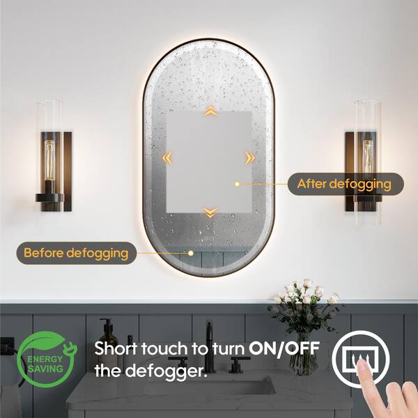 FORCLOVER 20 in. W x 36 in. H Oval Framed LED Light and Backlit