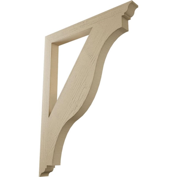Ekena Millwork 3.5 in. x 48 in. x 36 in. Funston Traditional Rough Cedar Woodgrain Timberthane Polyurethane Bracket, Primed Tan
