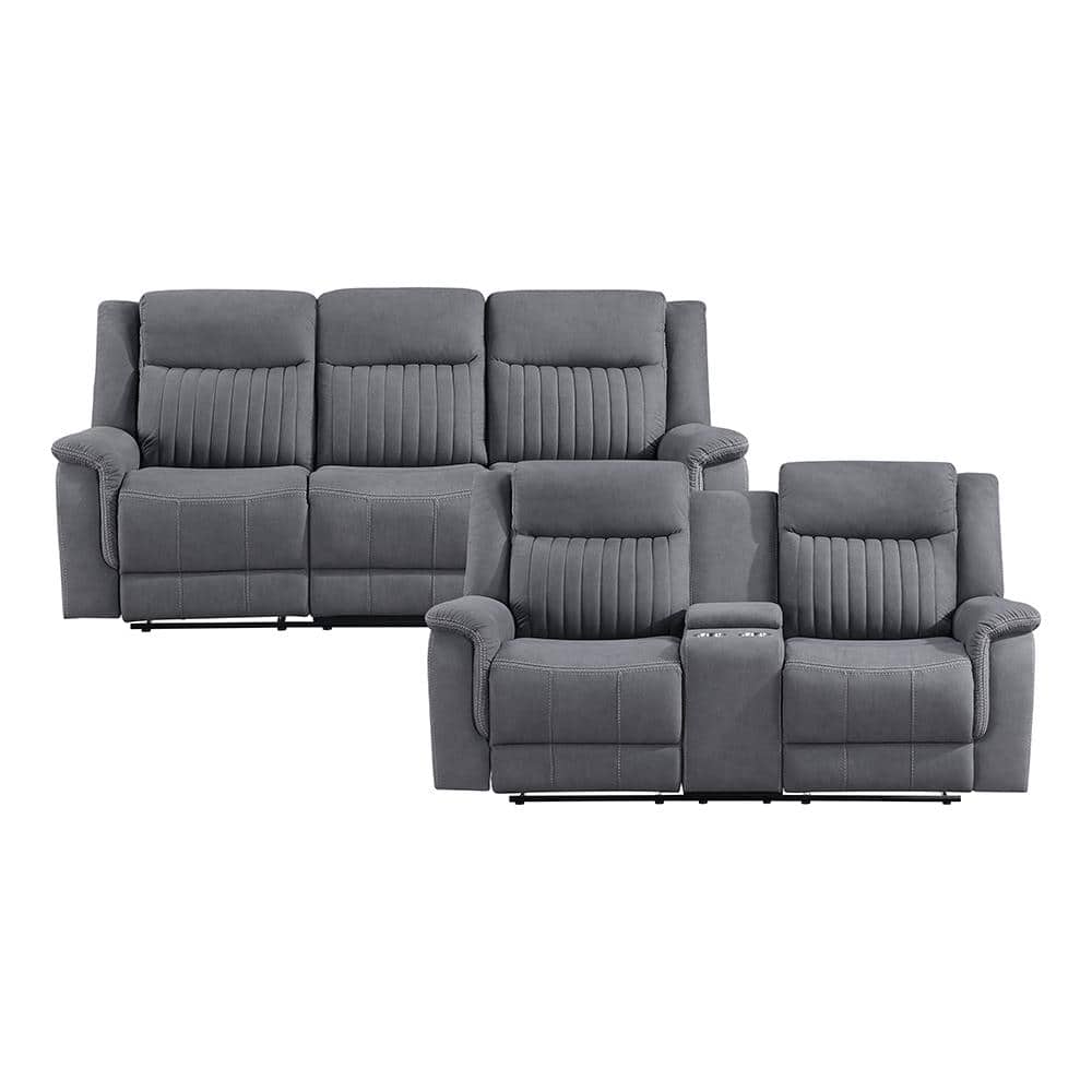 Gabi 86 in. W. Pillow Top Arm Microfiber Rectangle 2-Piece Manual Reclining
