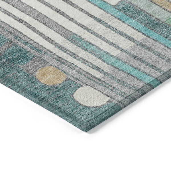 Chantille Machine Washable Indoor/Outdoor Abstract ACN2189 Teal 8 ft. x 10 ft. Area Rug