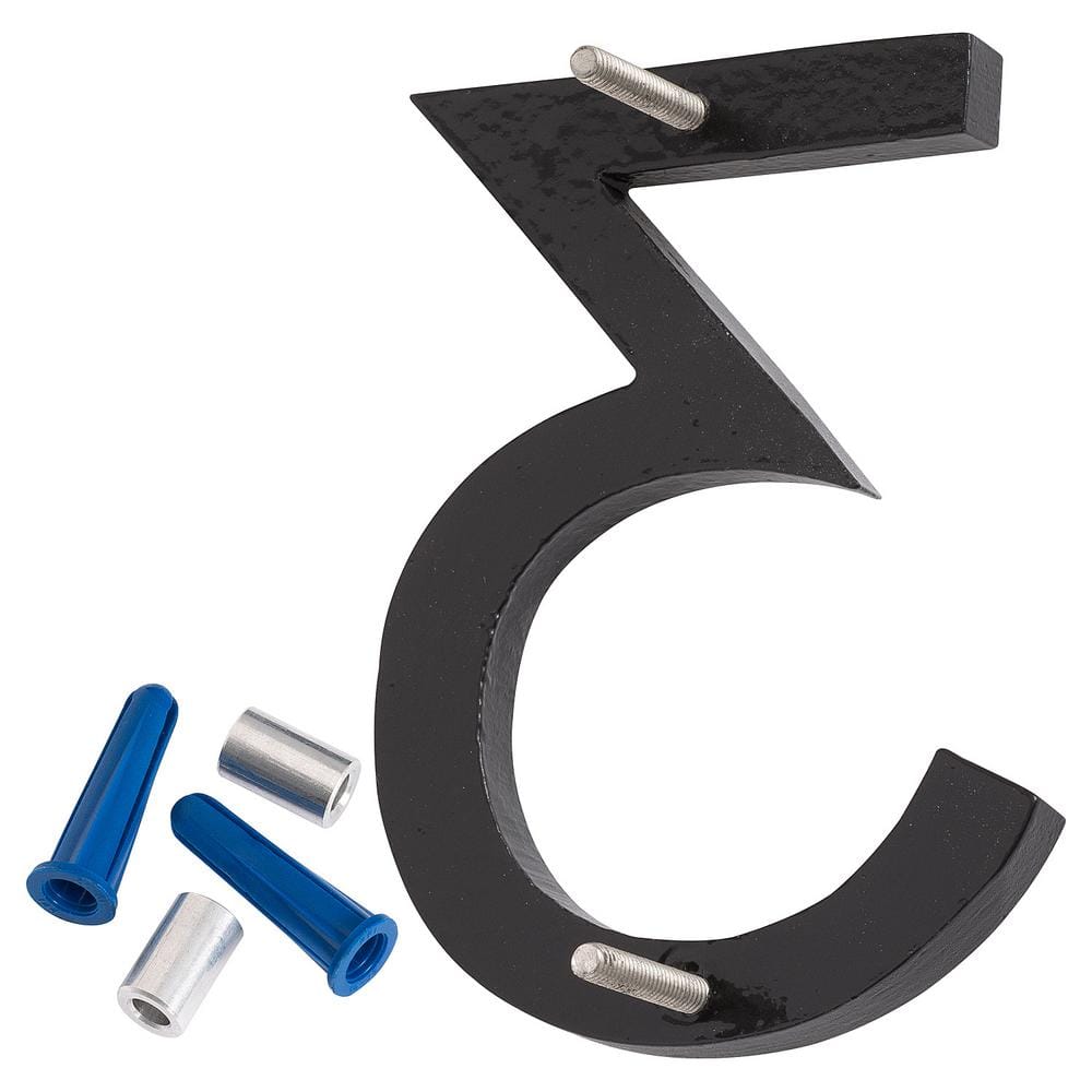 Black Aluminum Floating House Number 3, 10 inches