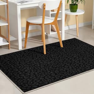 Black 3 ft. 3 in. x 5 ft. Animal Prints Leopard Contemporary Pattern Area Rug