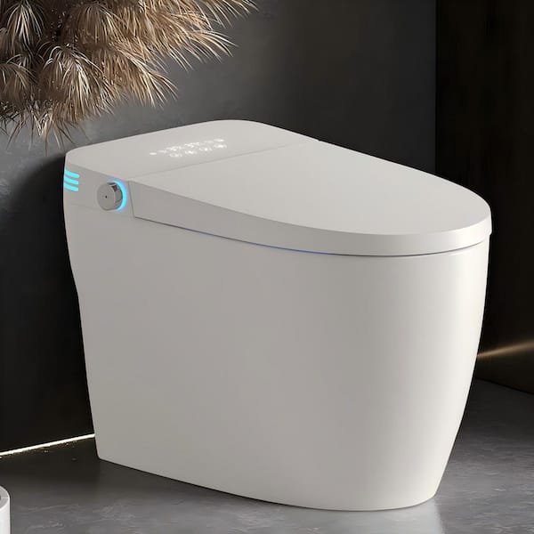 Tankless Elongated Bidet Toilet 1.28 GPF in White with Auto Open/Close, Auto Flush, Heated Seat, and Remote Control