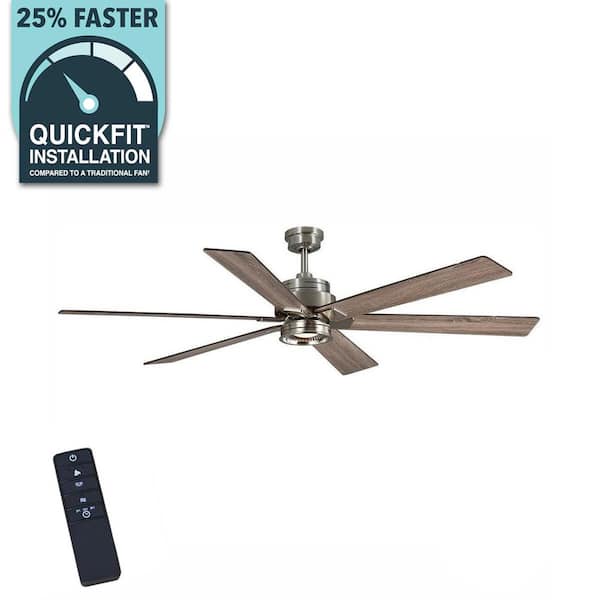 Statewood 70 in. Indoor LED Brushed Nickel Ceiling Fan with Light Kit, Downrod, Remote Control and 6 Reversible Blades
