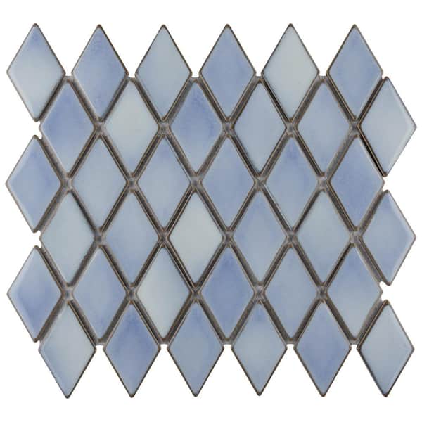 Merola Tile Hudson Kite Frost Blue 6 in. x 6 in. Porcelain Mosaic Take Home Tile Sample