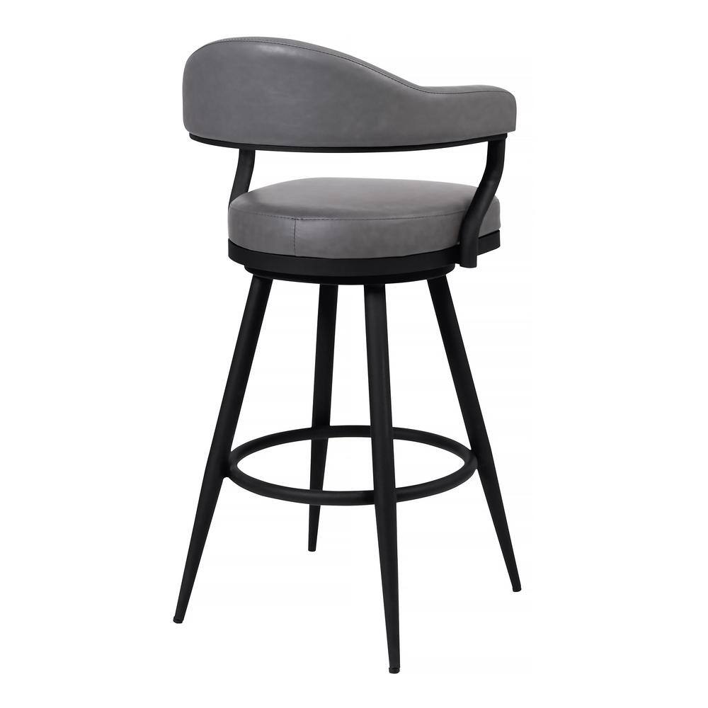 Amador 30" Swivel Barstool in Black Powder Coated Metal and Vintage Grey