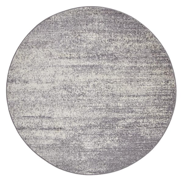 Unbranded Florida Gray 5 ft. x 5 ft. Modern Abstract Round Area Rug