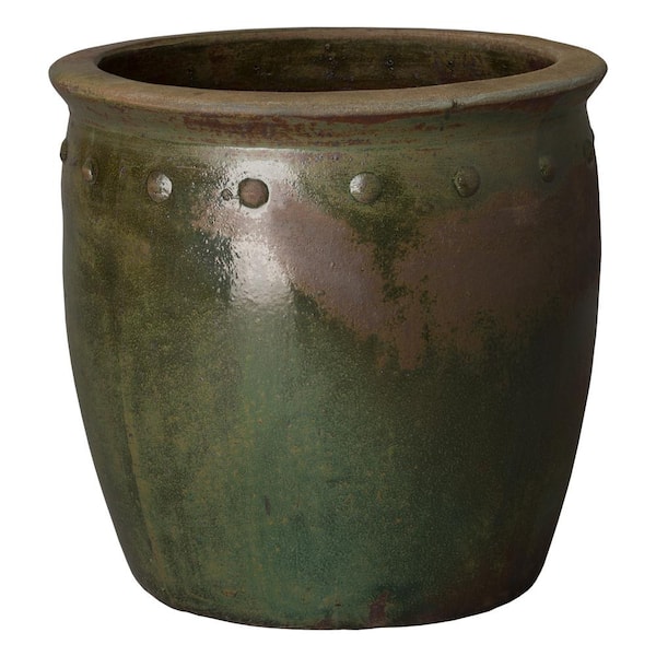 Emissary Large 24 in. Green Wash Ceramic Round Pot