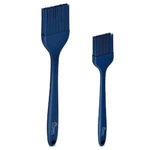 2-Piece Classic Blue Cooking Accessories Silicone Heat Resistant Pastry Basting Brushes